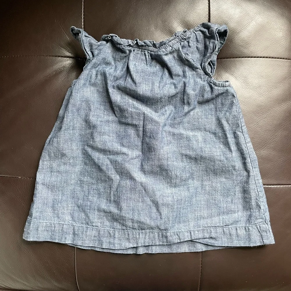 Gap Chambray Ruffle Sleeve Top